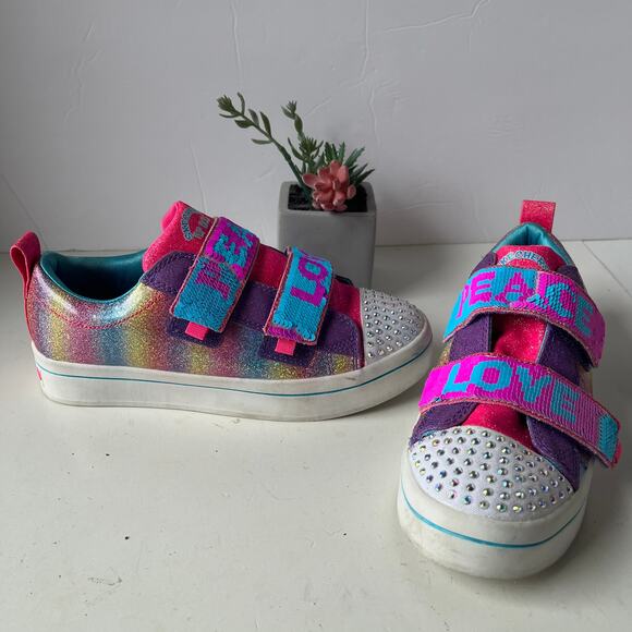SKECHERS Flip Kicks Twi-Lites 2.0 Sparkle Vibes Girls Sneakers Shoes Size 3 Pink - Picture 14 of 15